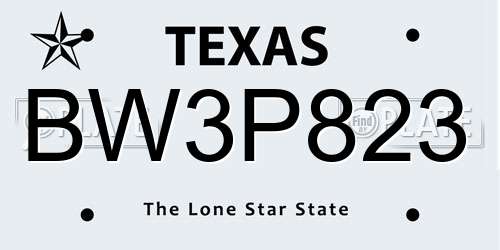 BW3P823 Texas License Plate