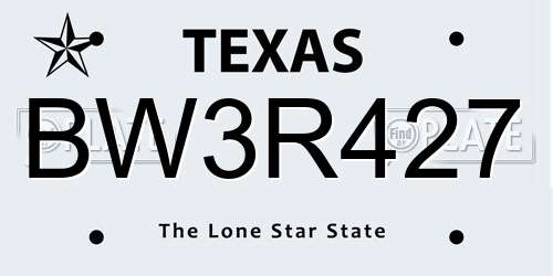 BW3R427 Texas License Plate