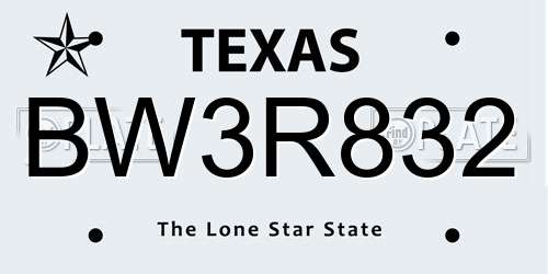 BW3R832 Texas License Plate