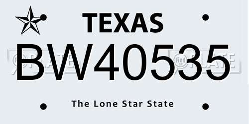 BW40535 Texas License Plate