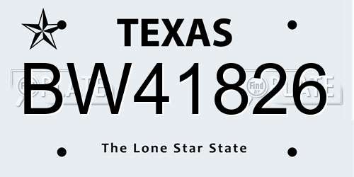 BW41826 Texas License Plate