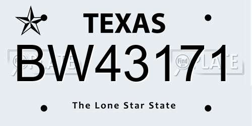 BW43171 Texas License Plate