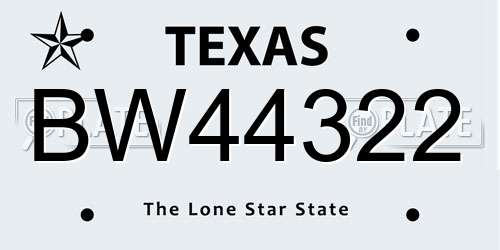 BW44322 Texas License Plate