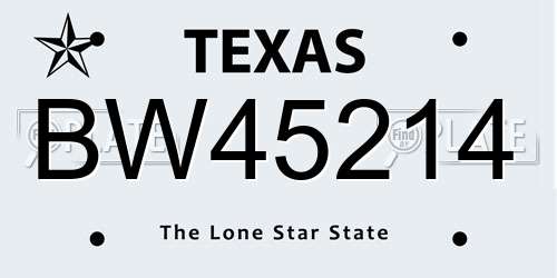 BW45214 Texas License Plate