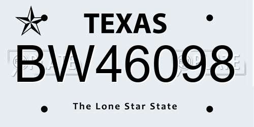 BW46098 Texas License Plate