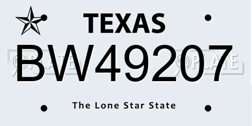 BW49207 Texas License Plate