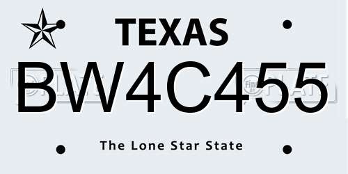 BW4C455 Texas License Plate