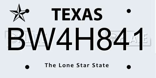 BW4H841 Texas License Plate