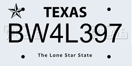 BW4L397 Texas License Plate