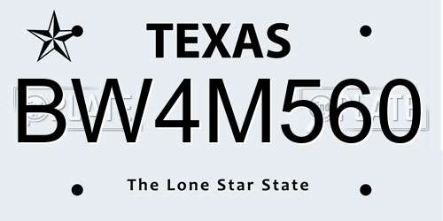 BW4M560 Texas License Plate