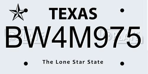 BW4M975 Texas License Plate