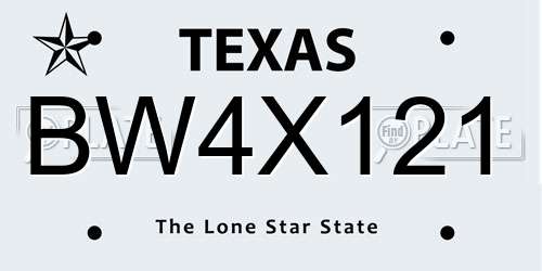 BW4X121 Texas License Plate