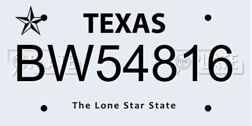 BW54816 Texas License Plate