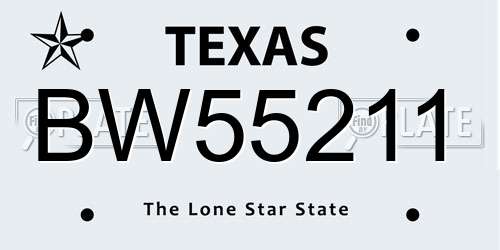 BW55211 Texas License Plate
