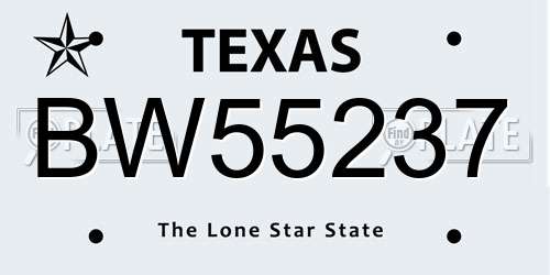 BW55237 Texas License Plate