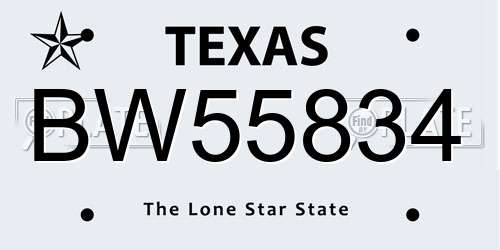 BW55834 Texas License Plate