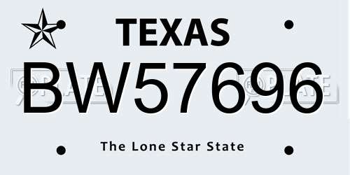 BW57696 Texas License Plate