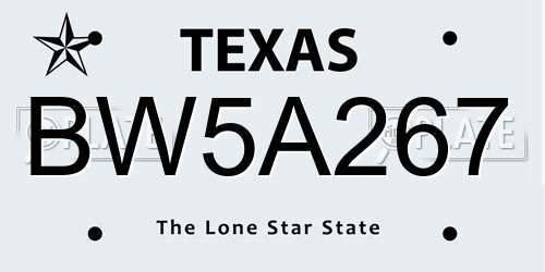 BW5A267 Texas License Plate
