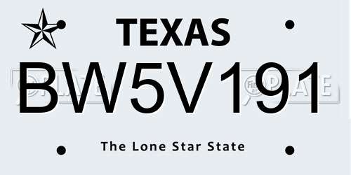 BW5V191 Texas License Plate