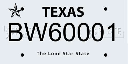 BW60001 Texas License Plate