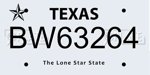 BW63264 Texas License Plate