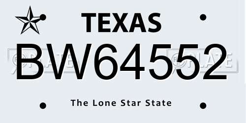 BW64552 Texas License Plate