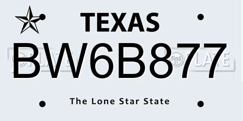 BW6B877 Texas License Plate
