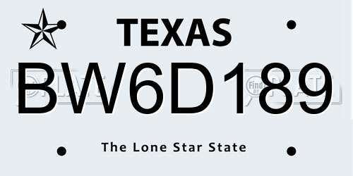 BW6D189 Texas License Plate