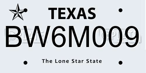 BW6M009 Texas License Plate