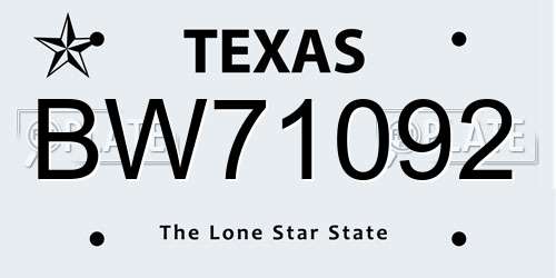 BW71092 Texas License Plate