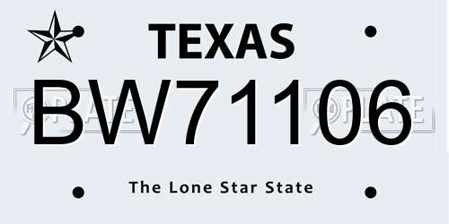 BW71106 Texas License Plate