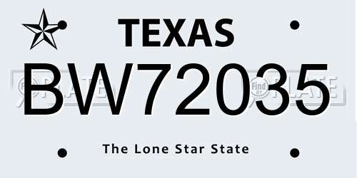 BW72035 Texas License Plate