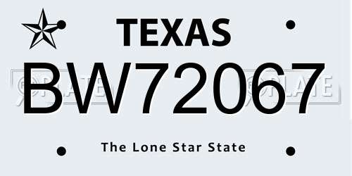 BW72067 Texas License Plate