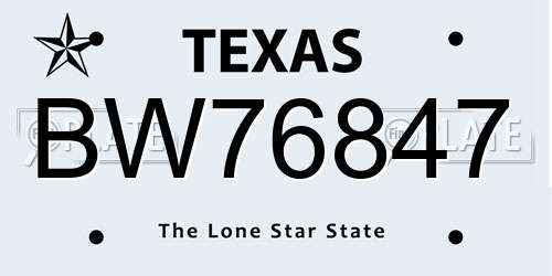 BW76847 Texas License Plate