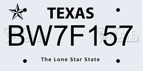 BW7F157 Texas License Plate