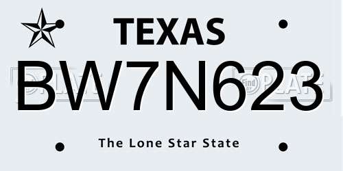 BW7N623 Texas License Plate