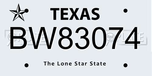 BW83074 Texas License Plate