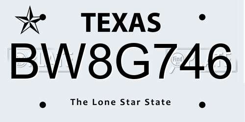 BW8G746 Texas License Plate