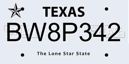 BW8P342 Texas License Plate