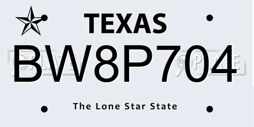 BW8P704 Texas License Plate