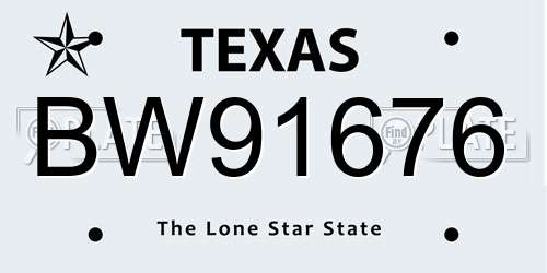 BW91676 Texas License Plate