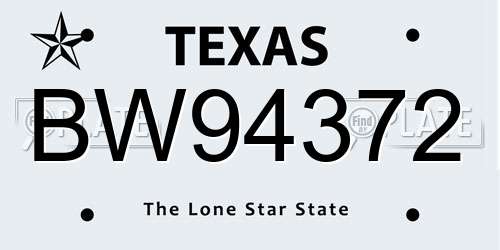 BW94372 Texas License Plate
