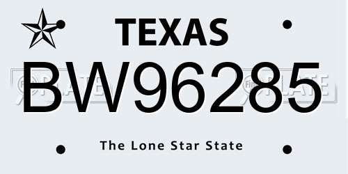 BW96285 Texas License Plate