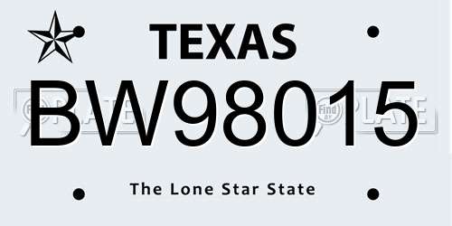 BW98015 Texas License Plate