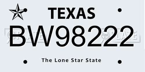 BW98222 Texas License Plate