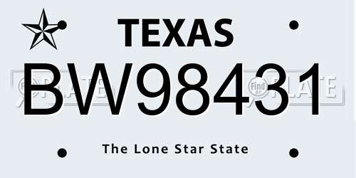 BW98431 Texas License Plate