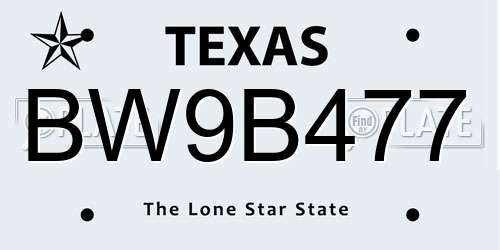 BW9B477 Texas License Plate