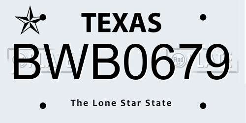 BWB0679 Texas License Plate