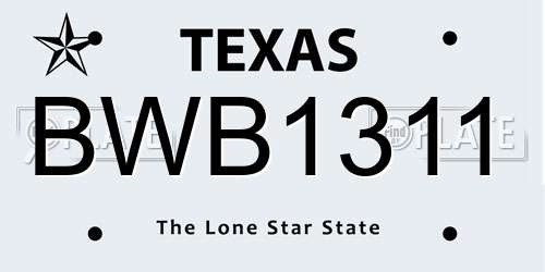 BWB1311 Texas License Plate