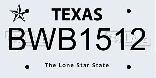 BWB1512 Texas License Plate